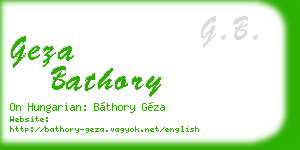 geza bathory business card